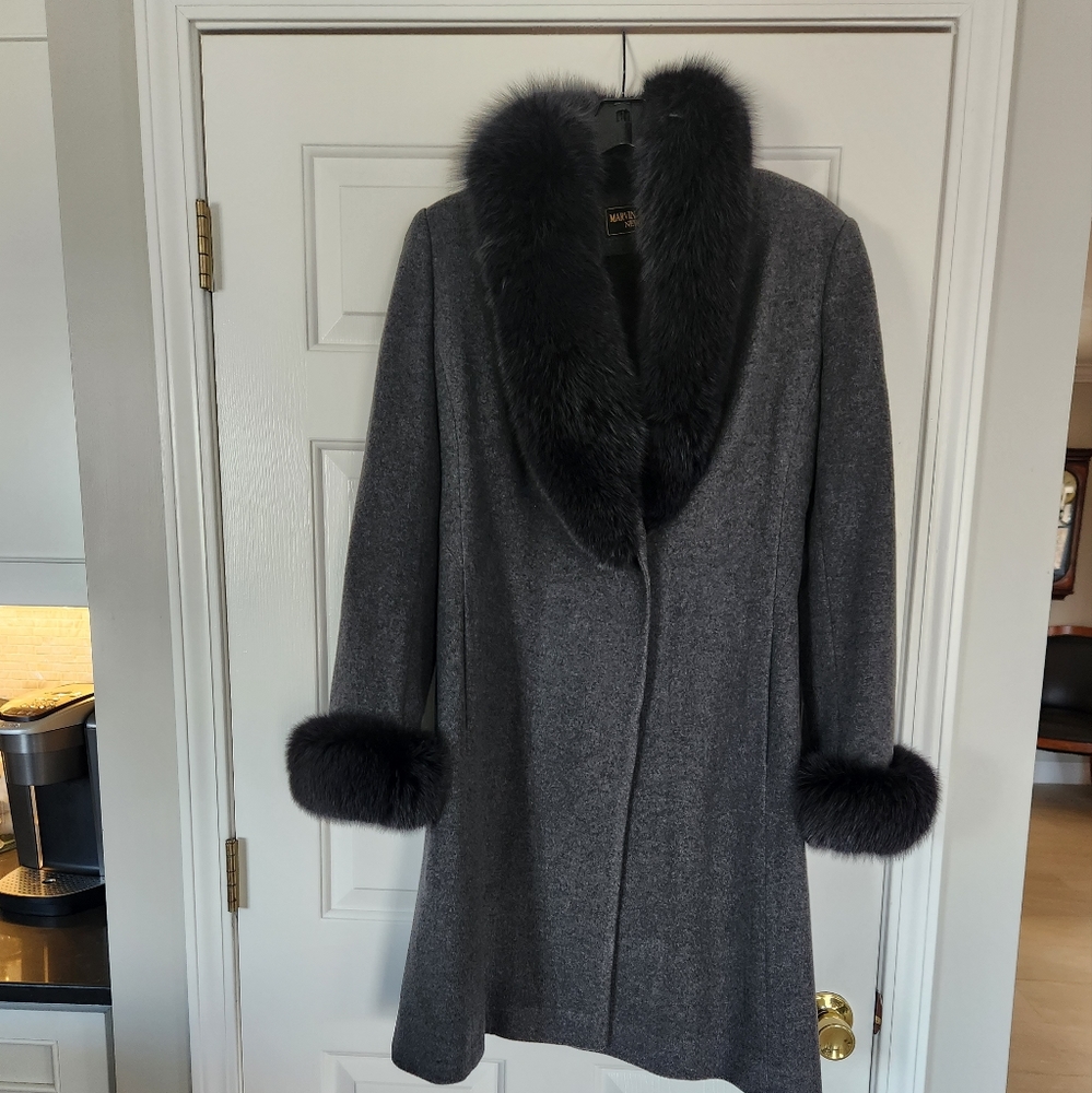 Marvin Richards New York Wool & Fox Fur Coat